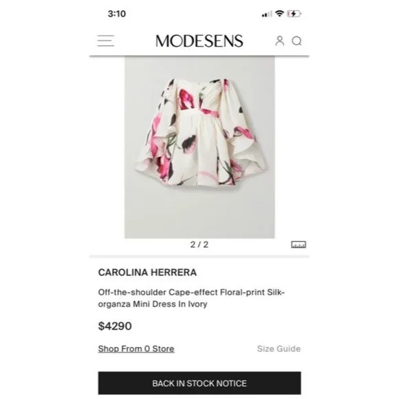 CAROLINA HERRERA Off The Shoulder Cape Effect Floral Print Silk Organza Dress